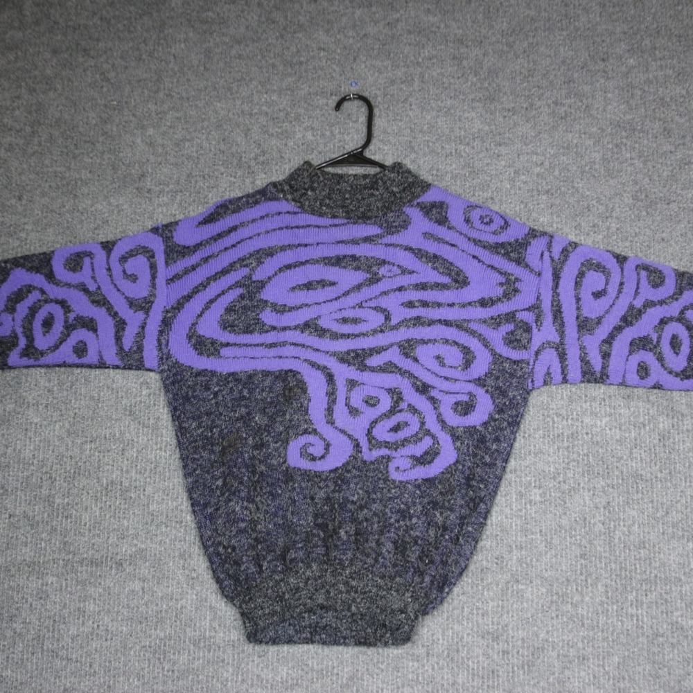 Alicia Vintage Purple Gray Swirl‎ Mock Neck Sweater Womens Size M